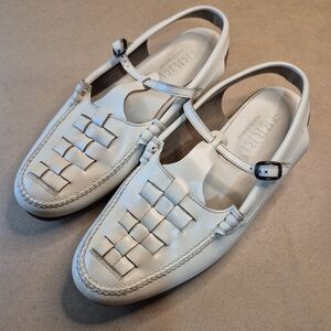 Hereu Woven Leather Mary Jane Sandals -  Creamy White